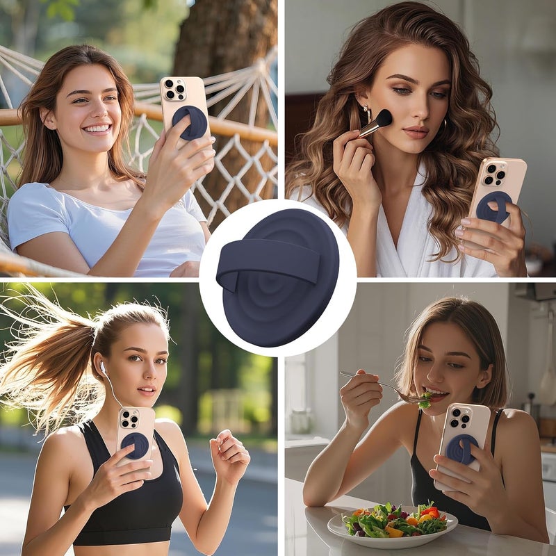 COFFKER Magnetic Phone Grip Ring Holder, Liquid Silicone Magnet Cell Phone Grip Finger Loop, Compatible with Magsafe, Back of Phone for iPhone 17/16/15/14/13/12 Series, Midnight Blue - Image 2